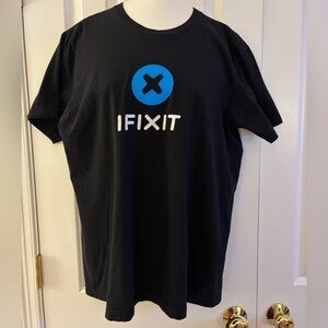 American Apparel, sz L, T-Shirt Black/Blue/White Short-Sleeve Tee, cotton EUC